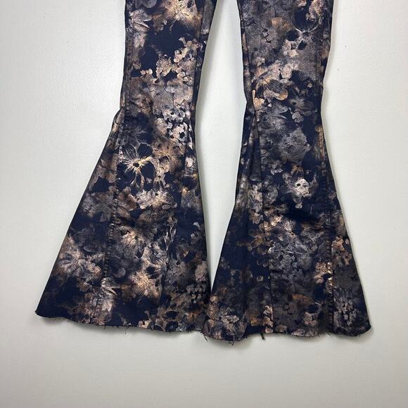 NWT We the Free People Inferno Metallic Flare Jeans Floral Low Rise size 26 Boho - Picture 8 of 12